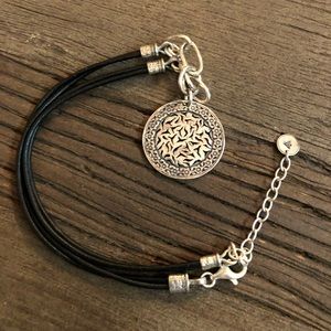 Silpada Silver & Black Leather Charm Necklace